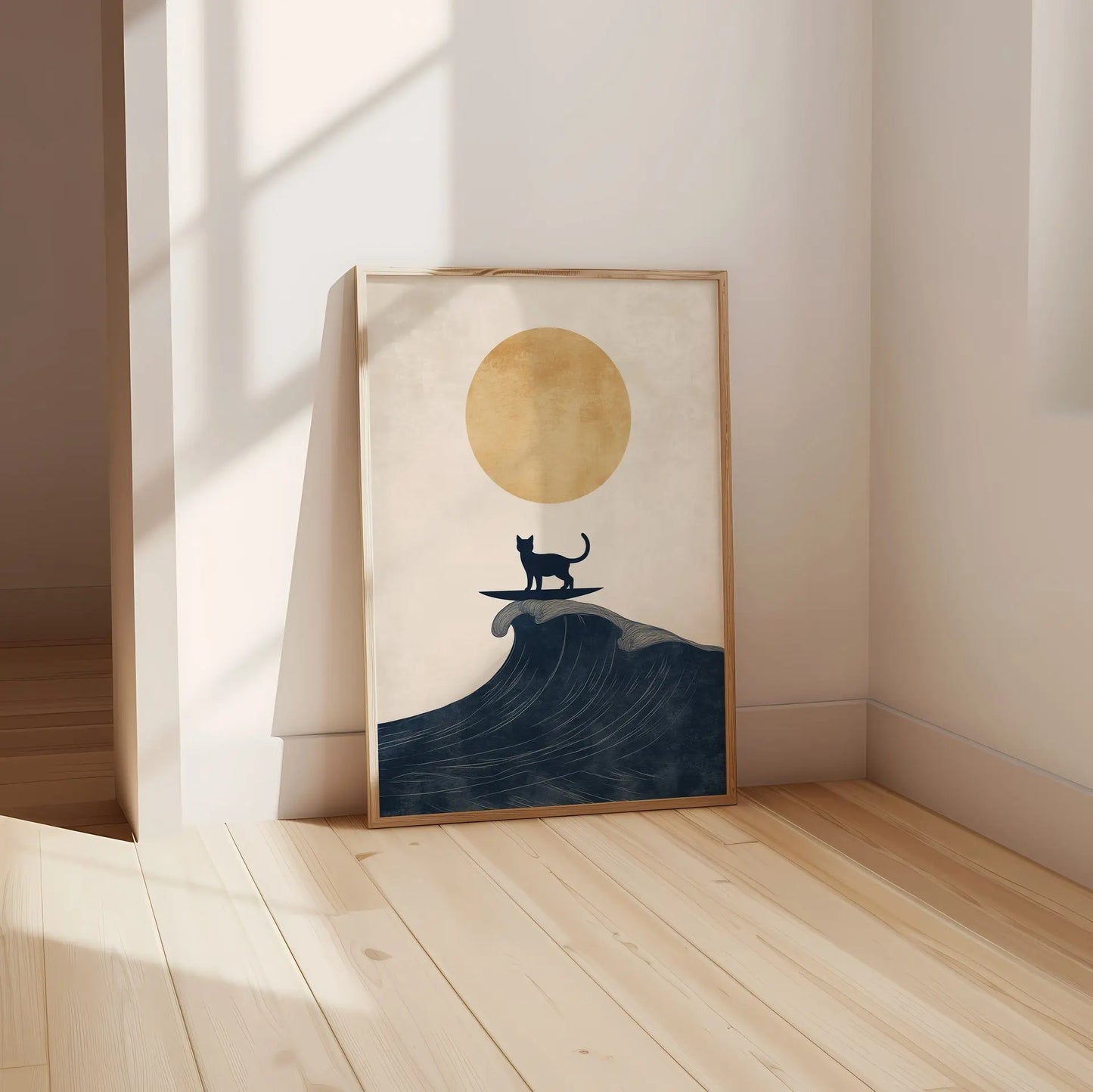 Surf’s Up Cat Art Print | Cat wall art by Nine Lives Tribe