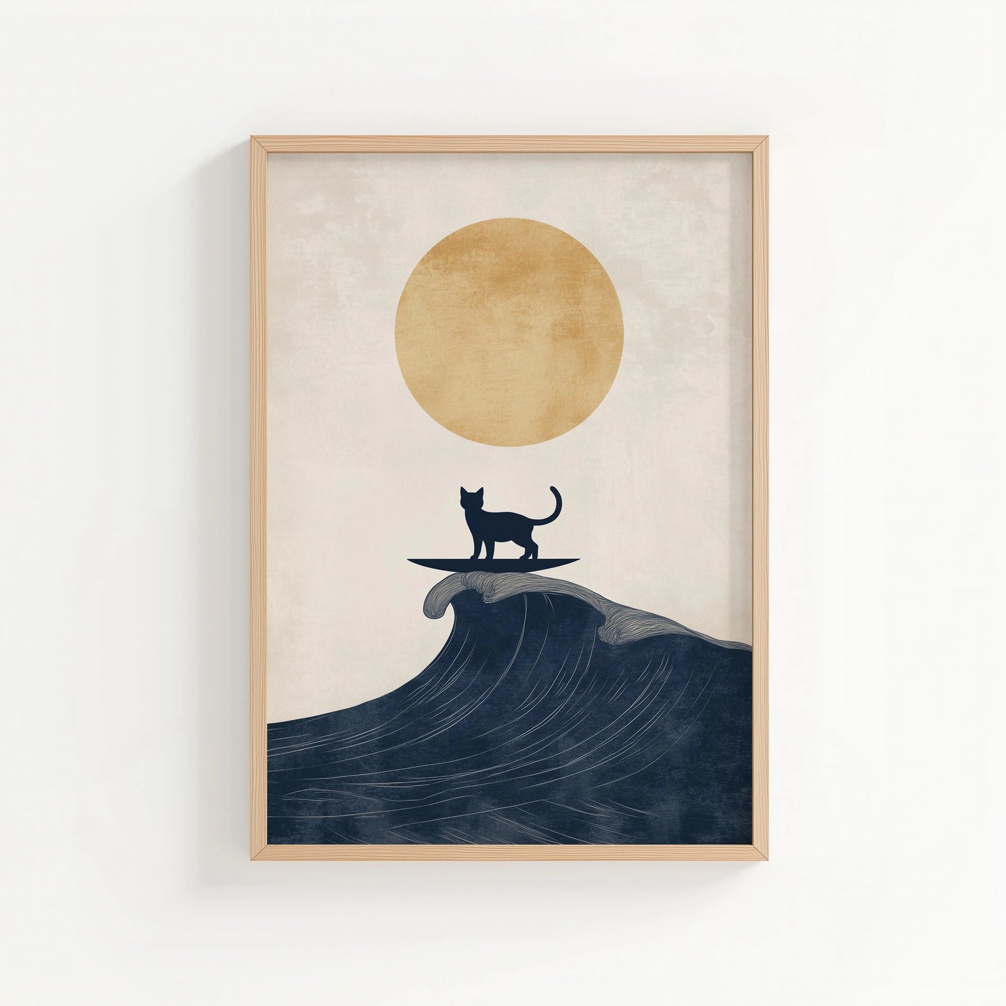 Surf’s Up Cat Art Print | Cat wall art by Nine Lives Tribe