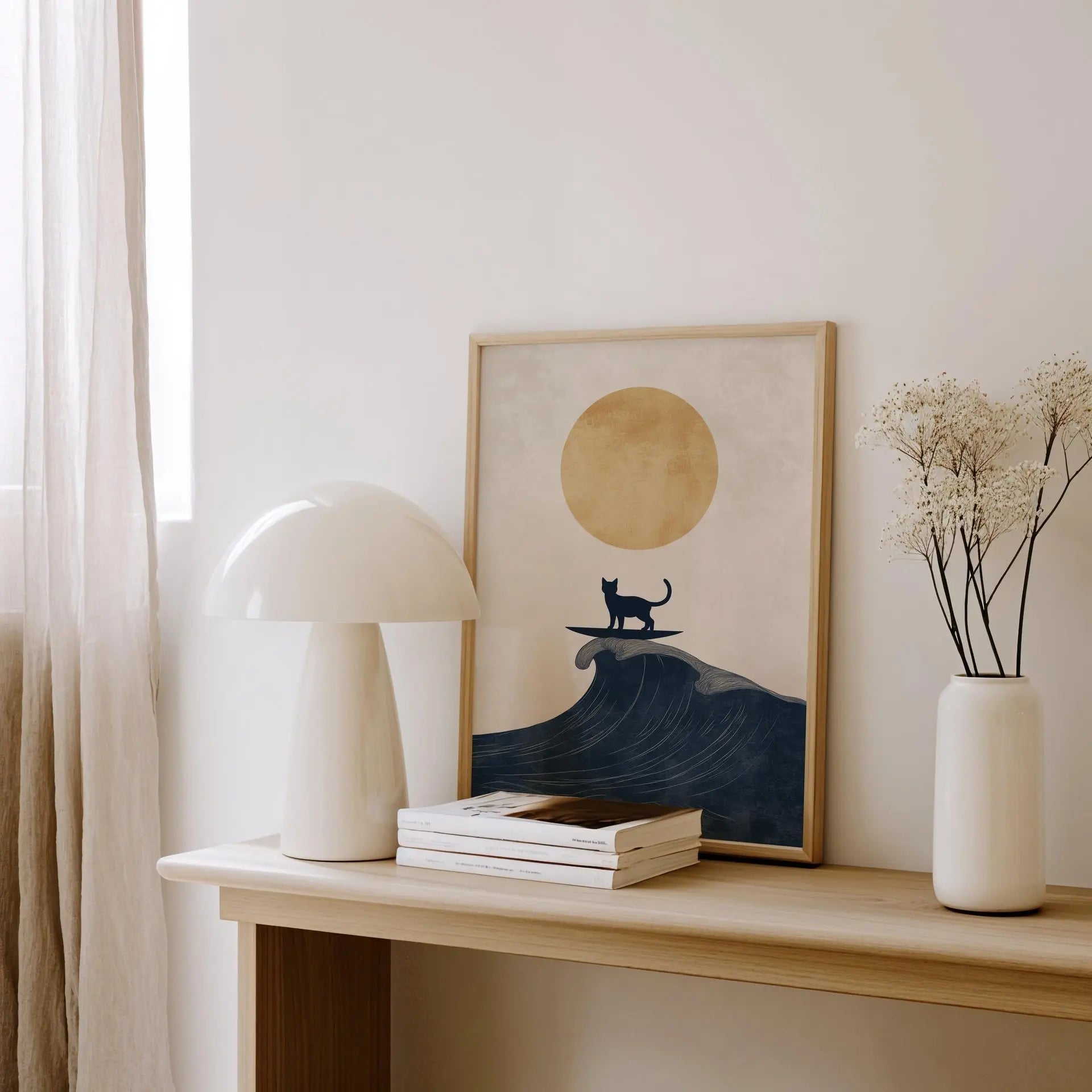 Surf’s Up Cat Art Print | Cat wall art by Nine Lives Tribe