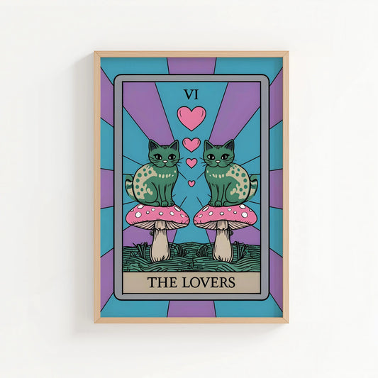 The Lovers Tarot Card Print | Cat wall art by Nine Lives Tribe