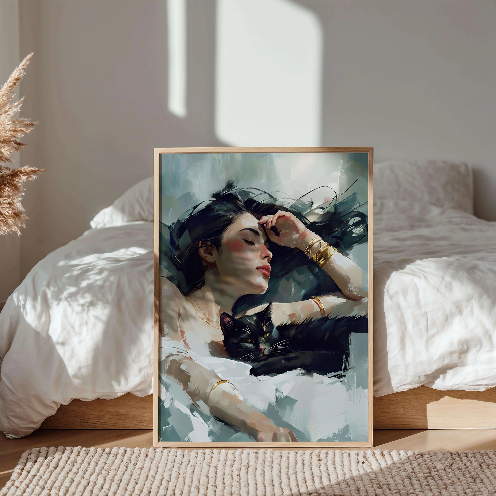 Woman & Black Cat Print - Nine Lives Tribe