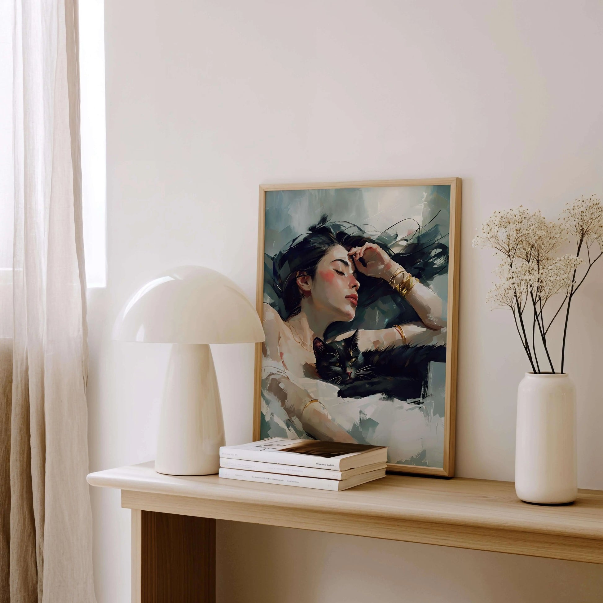 Woman & Black Cat Print - Nine Lives Tribe