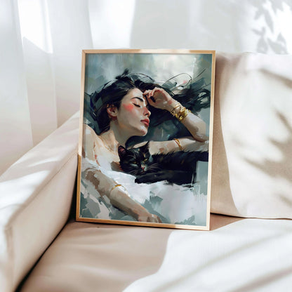 Woman & Black Cat Print - Nine Lives Tribe