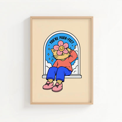 'You're Purr-fect' Print | Cat wall art by Nine Lives Tribe