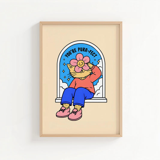 'You're Purr-fect' Print | Cat wall art by Nine Lives Tribe