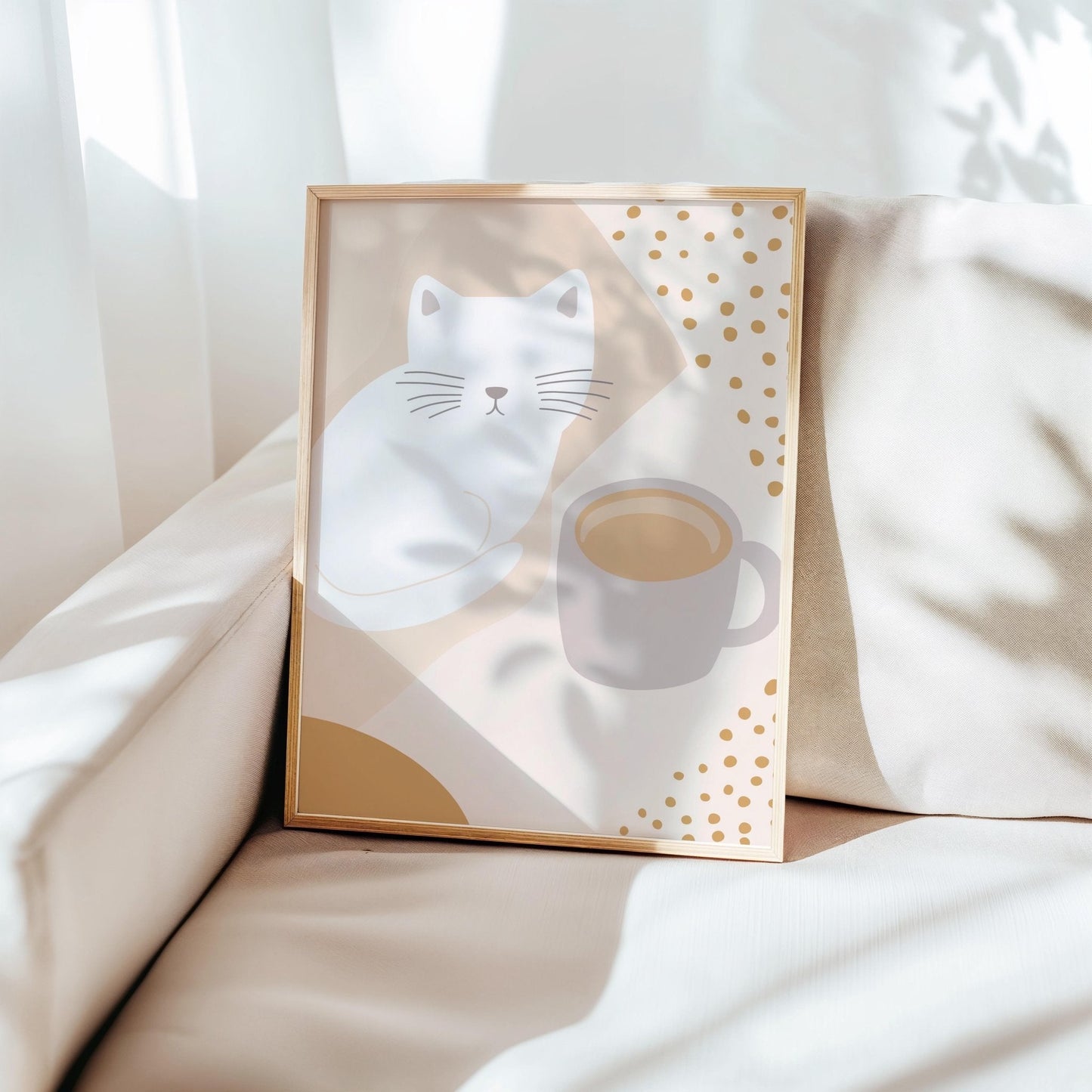 Abstract Cat & Coffee Print | Cat wall art by Nine Lives Tribe