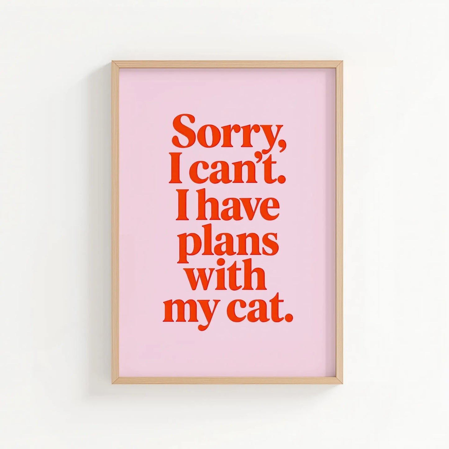 Plans with My Cat Print (pink) | Cat wall art by Nine Lives Tribe