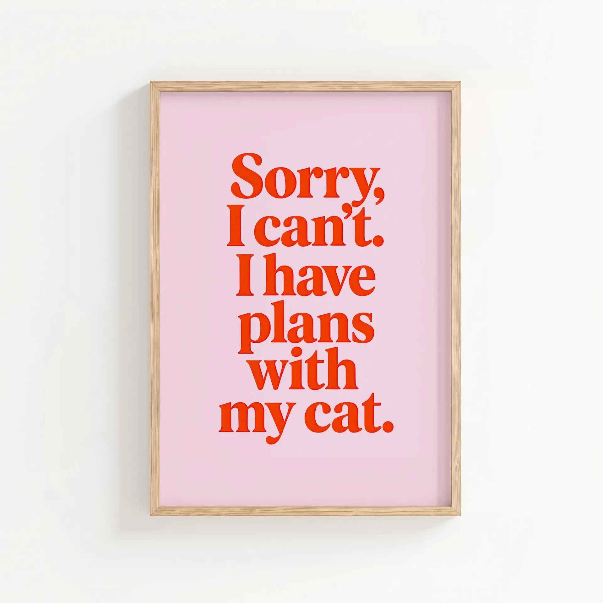 Plans with My Cat Print (pink) | Cat wall art by Nine Lives Tribe