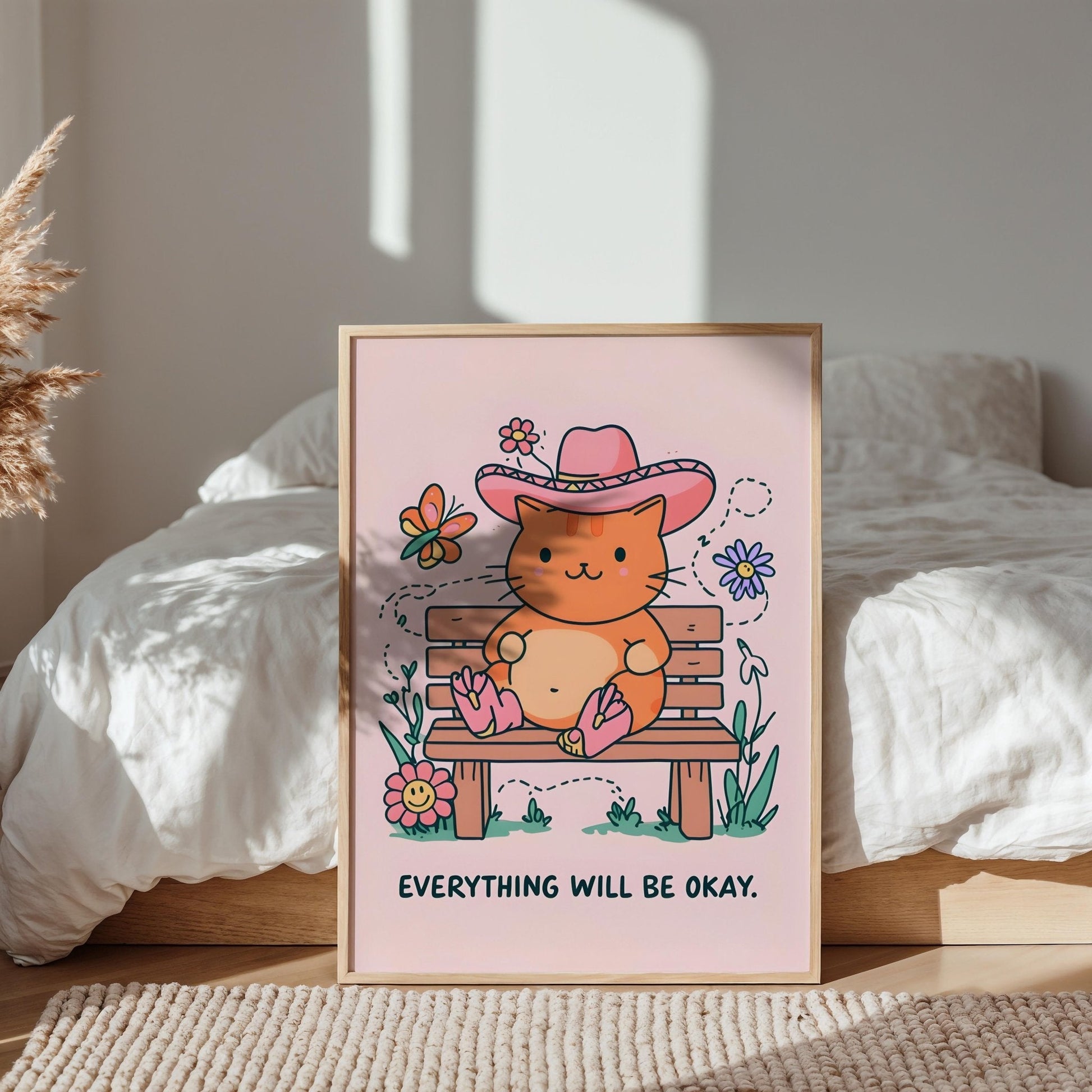 'Everything Will Be Okay' Print | Cat wall art by Nine Lives Tribe