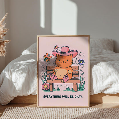 'Everything Will Be Okay' Print | Cat wall art by Nine Lives Tribe