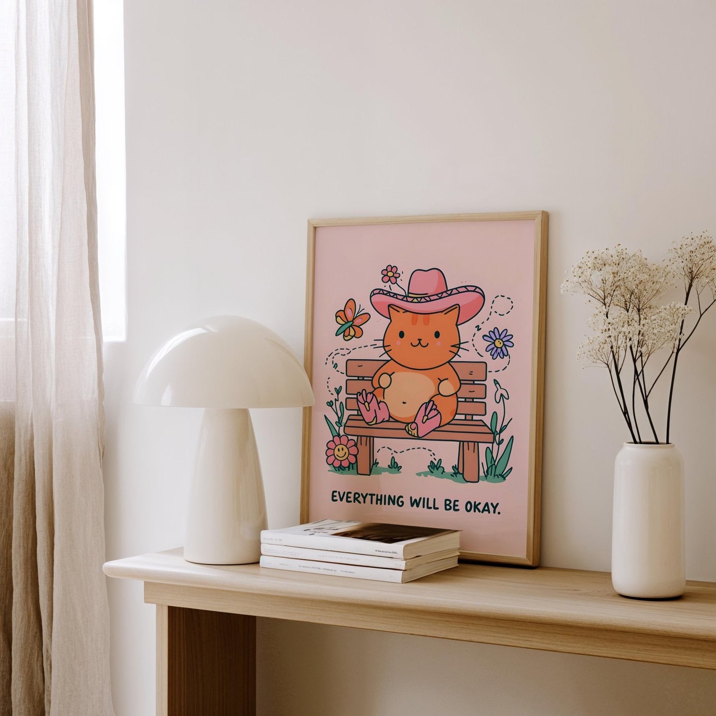 'Everything Will Be Okay' Print | Cat wall art by Nine Lives Tribe