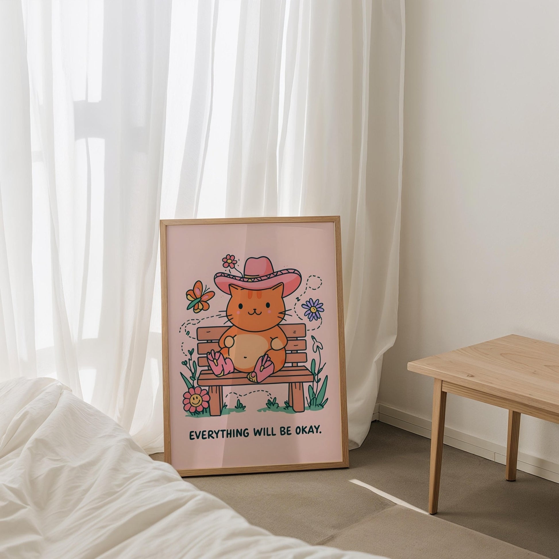 'Everything Will Be Okay' Print | Cat wall art by Nine Lives Tribe